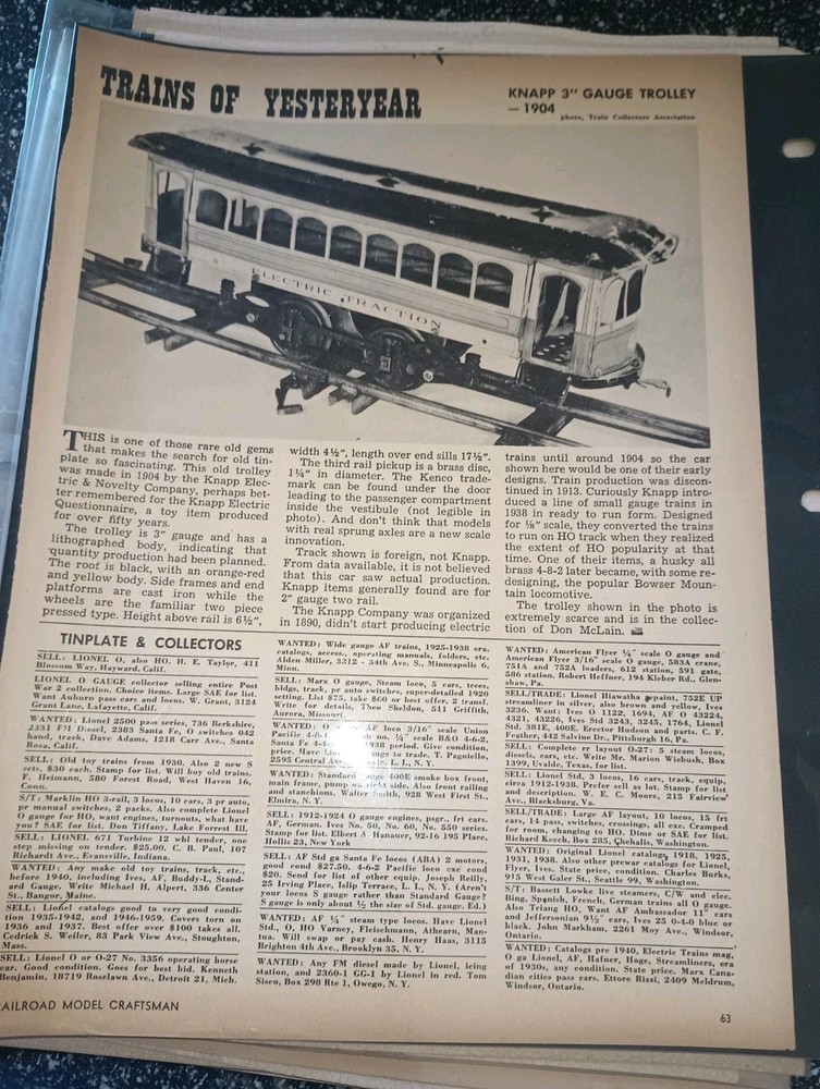 Lionel Model Train Catalogs & Poster plus Articles Railroad Model Craftsman