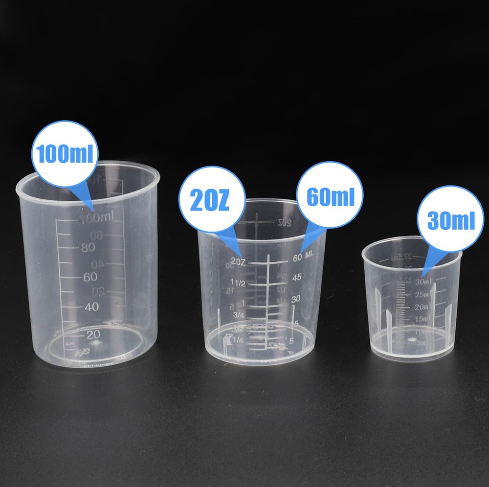 DTDNZKN 3 Pack Measuring Cup Set, Includes 1 Oz (30 Ml), 2 Samll, Clear