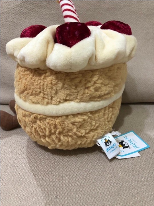 Jellycat Amuseables Birthday Cake Strawberry Plush Doll NWT w/ Bag