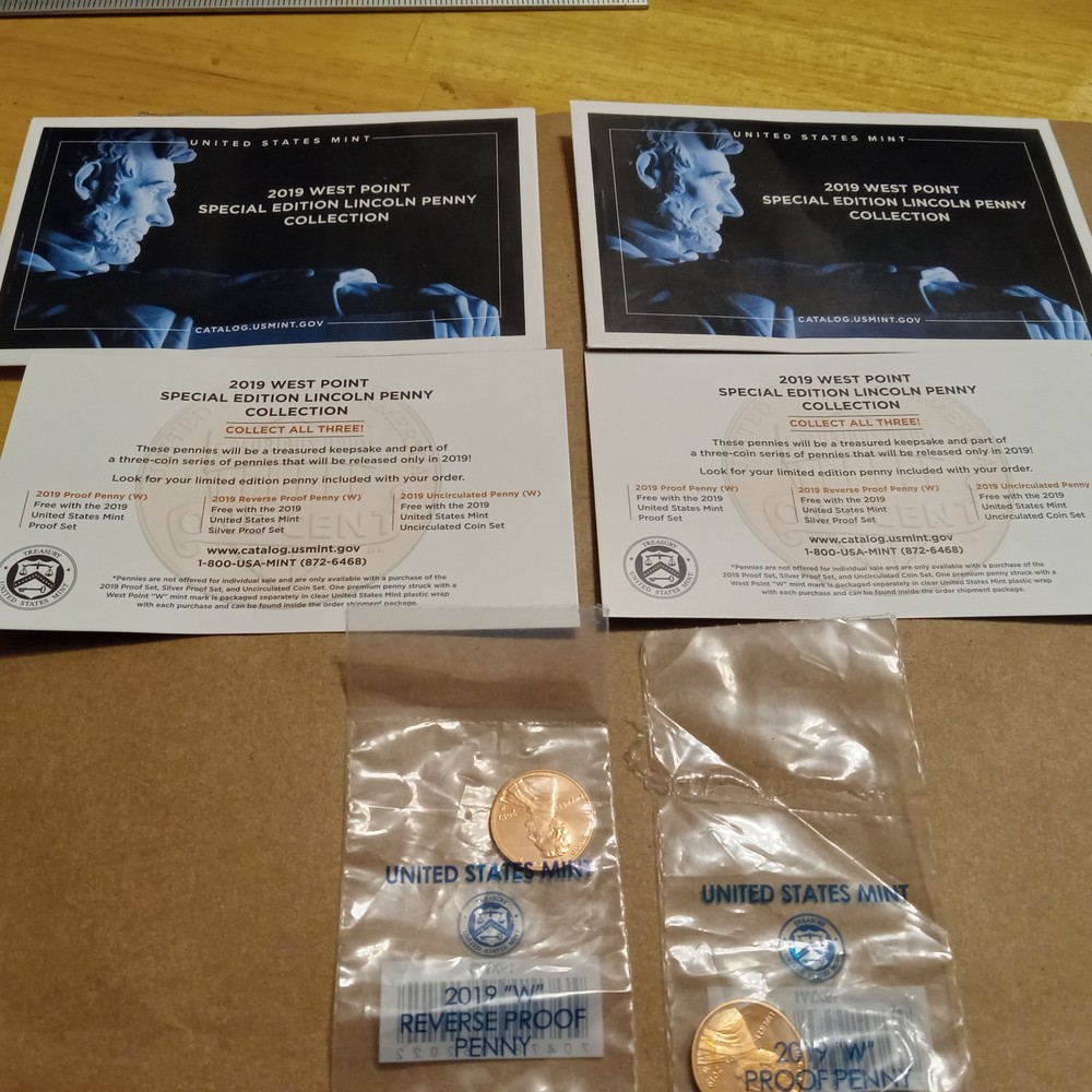 TWO 2019- W PROOF LINCOLN CENTS * REGULAR PROOF & REVERSE PROOF * 2 COIN SET !