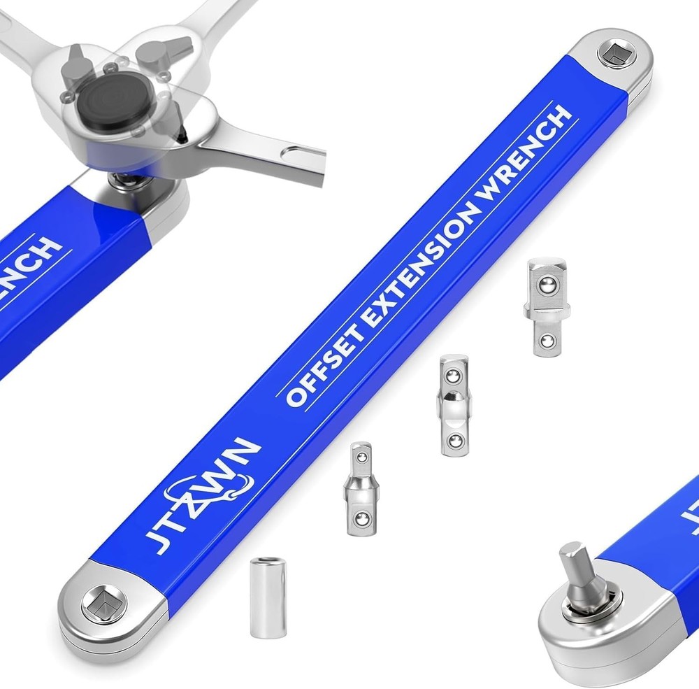Offset Extension Wrench Set, Impact Ready Socket Wrench Extender Tool with Ve...