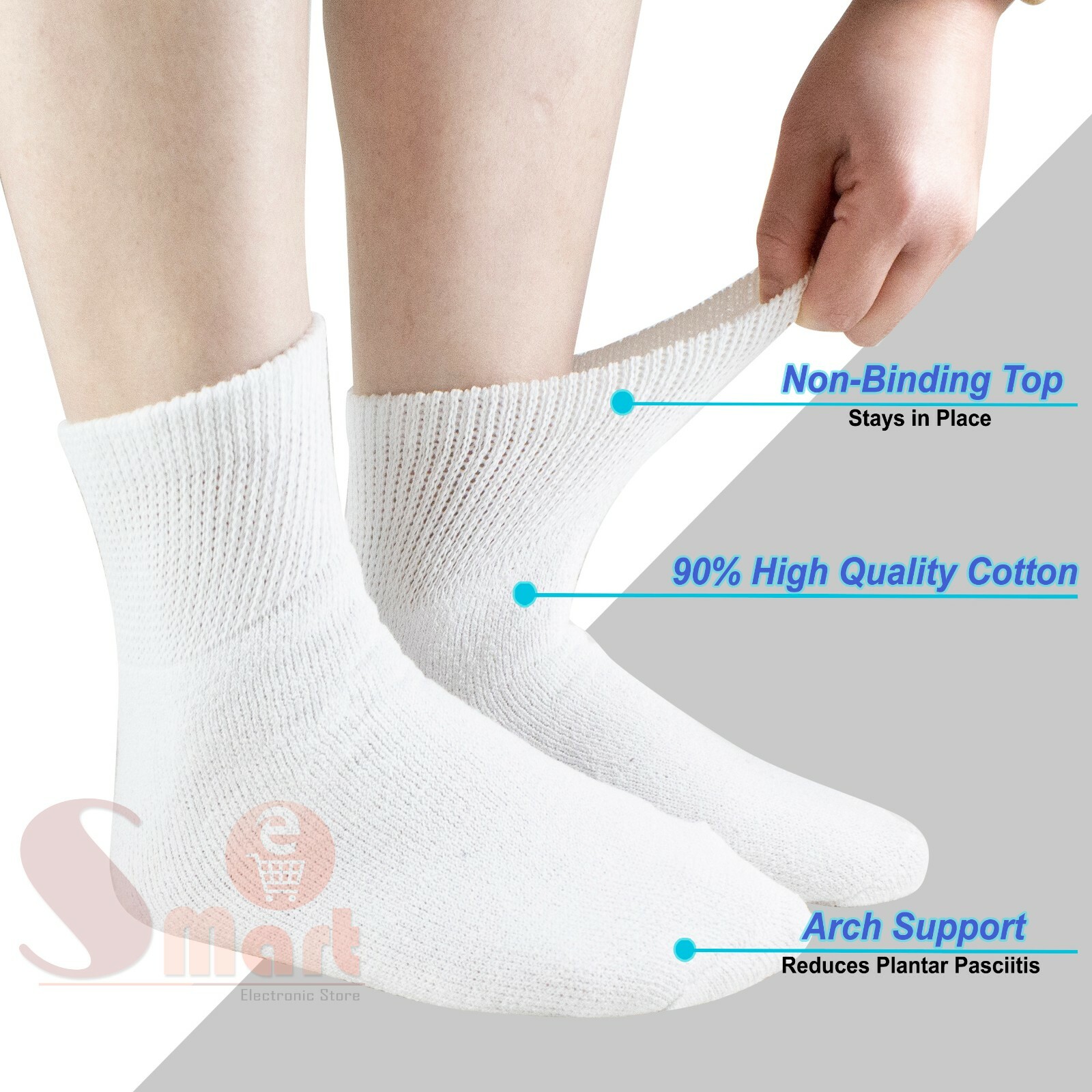 3-12 Pairs Men Women Health Circulatory Quarter Ankle Cotton Diabetic Socks