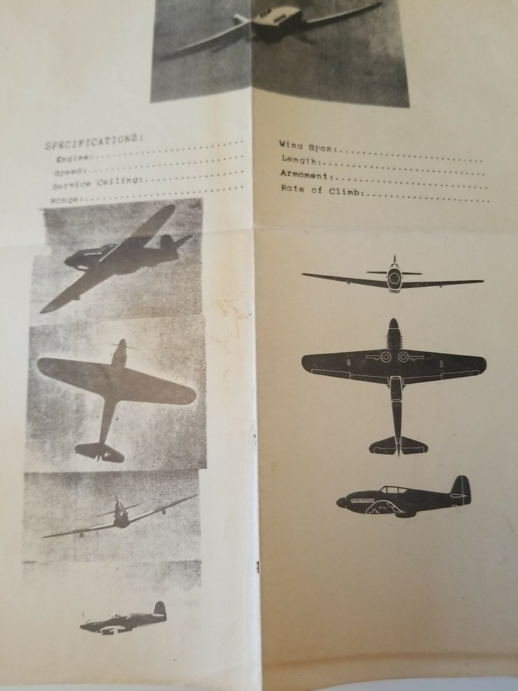 WW2 Recognition Training Program Japanese TONY Identification Paper TYPE 3SSF