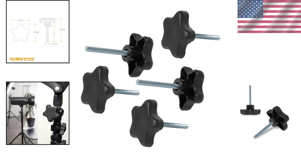 1/4''-20 5-Star Knobs with 2" Threaded Studs - Perfect for Woodworking