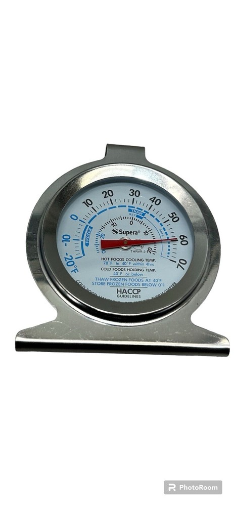 A 2 1/2" dial refrigerator/freezer thermometer analog device