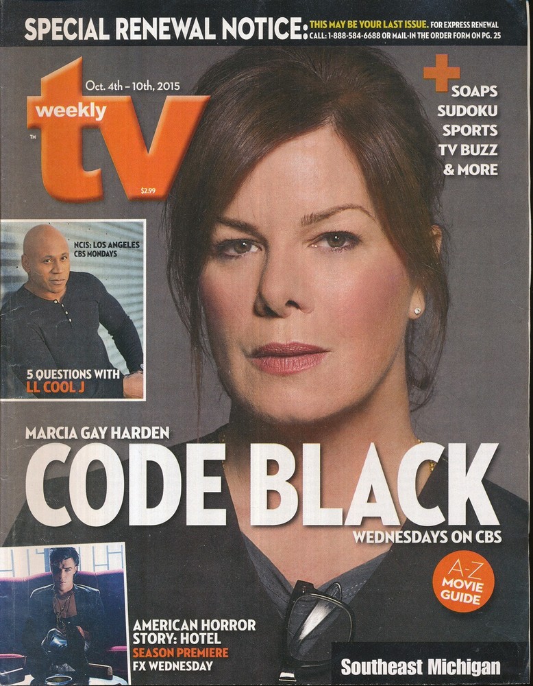 TV WEEKLY 2015 OCT. 4-10 CODE BLACK (FAIR/GOOD CONDITION)