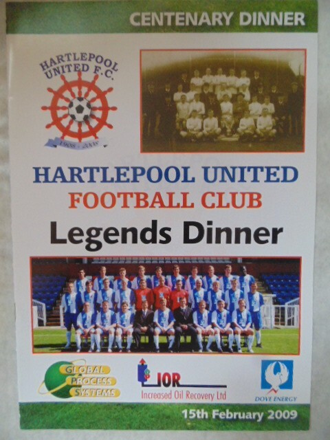 HARTLEPOOL UNITED LEGENDS DINNER BROCHURE 15/2/2009