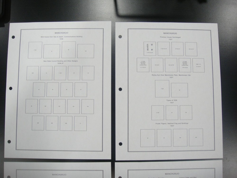 CHINA MANCHUKUO 1932-1945 11 Complete Collection Page without any Stamp