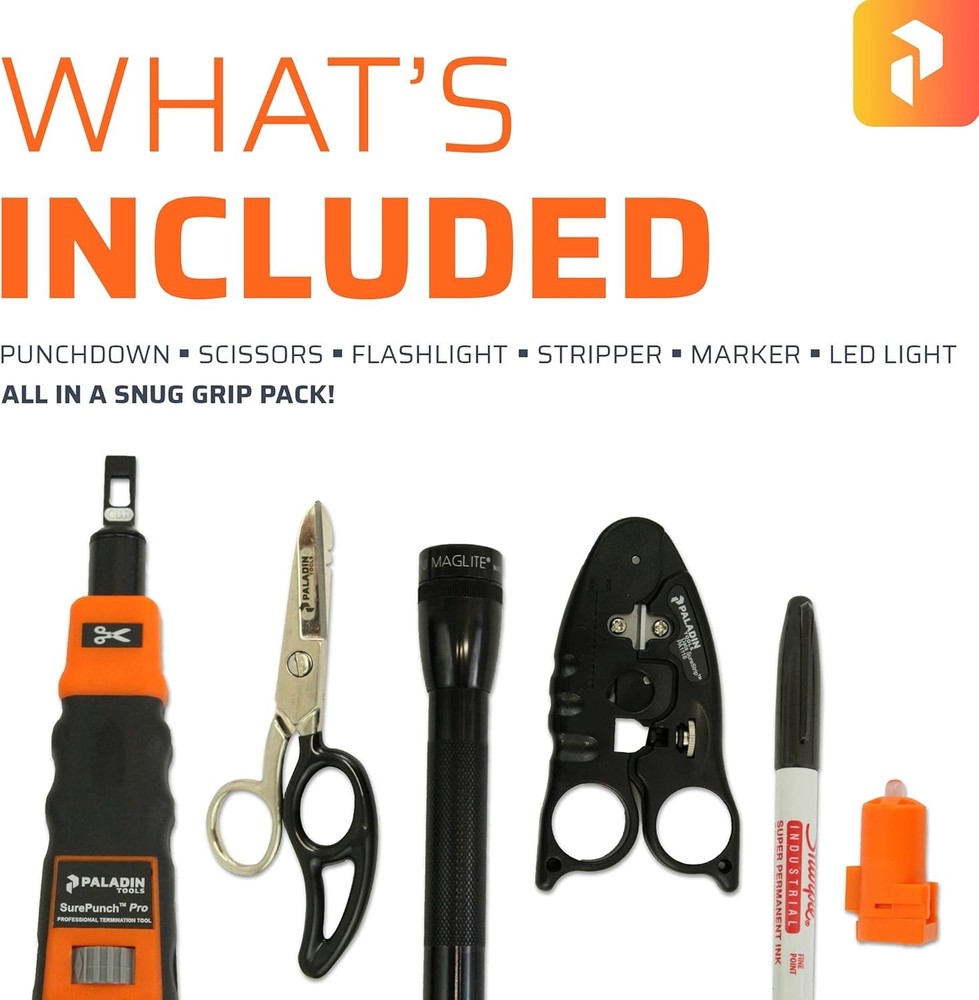 Complete DataComm Technicians Tool Kit with LED Light & Quick-Release Holster