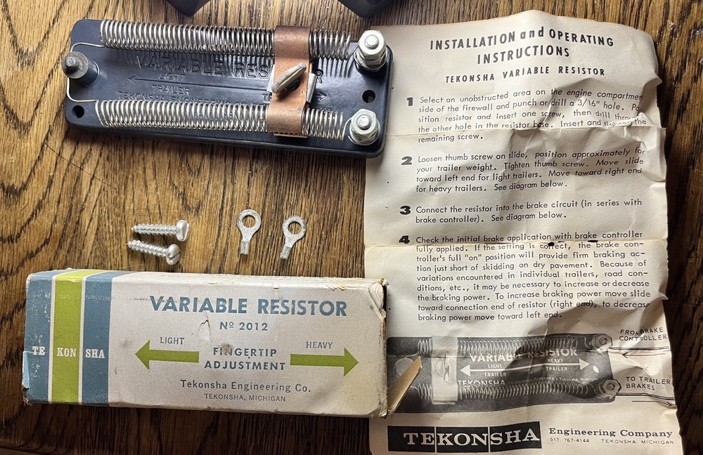 Tekonsha variable resistor fingertip adjustment No.2012 do not know if it work