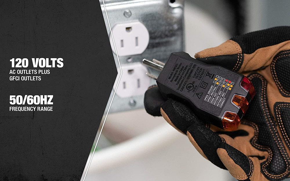 Receptacle Tester with Indicator Lights – 3‑LED Outlet Electrical Safety Tool