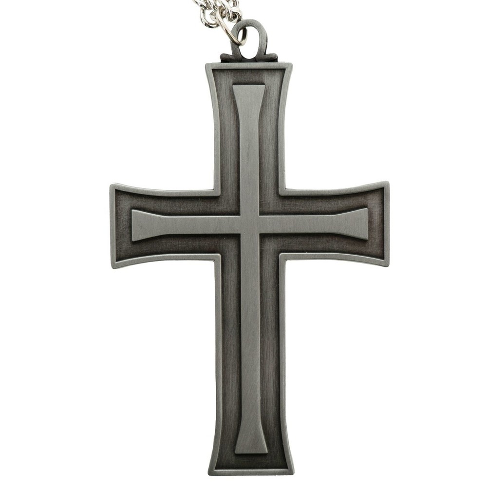 Reproduction WW2 German Protestant Army Chaplain Cross with Chain- Nickel Cross