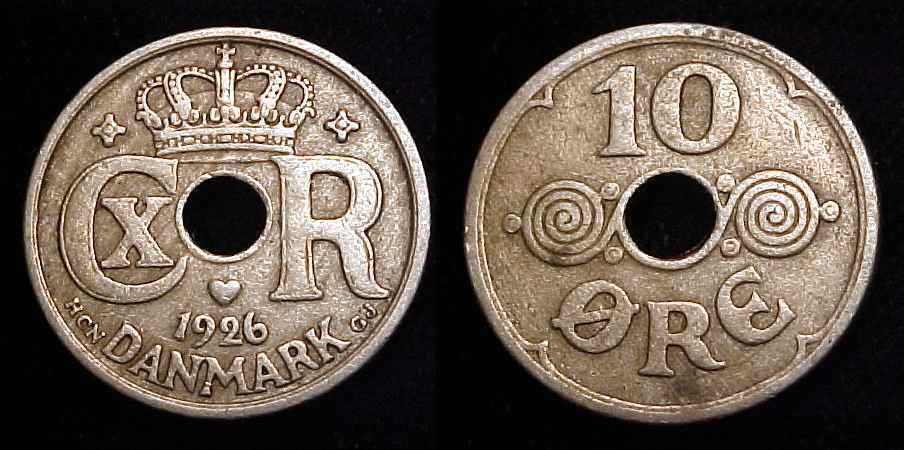 DENMARK 1926 10 Ore VF