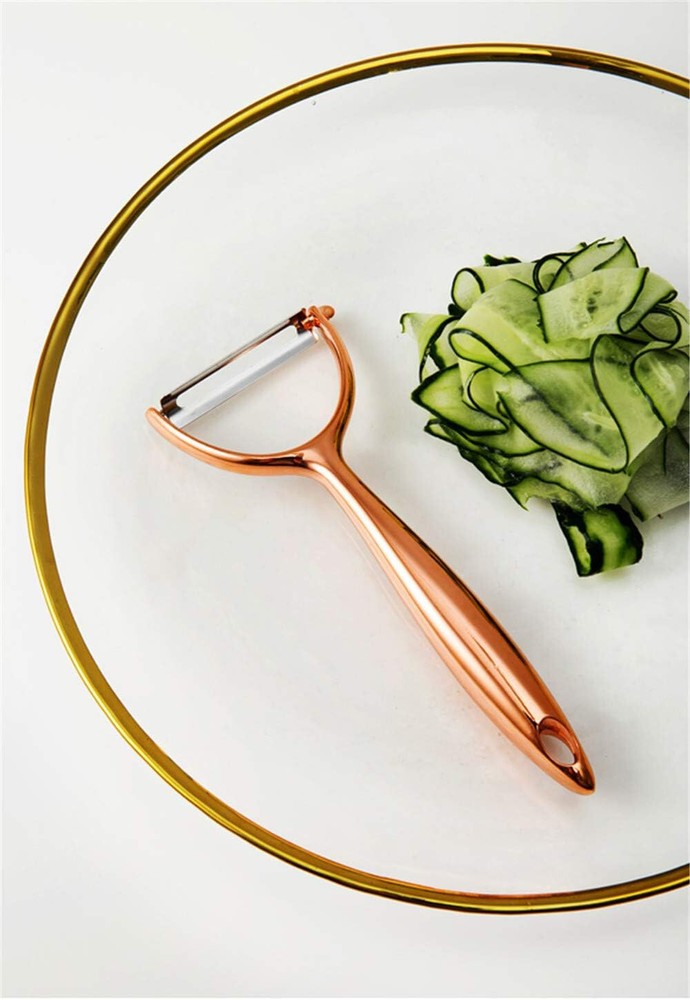 Chef Select Super-Sharp Y-shaped Vegetable Peeler, Copper-plated, Hole for hang