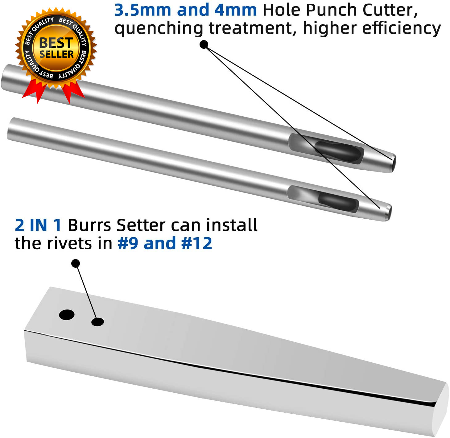 84Pcs Copper Rivets and Burrs #9 and #12 Burrs Setter Leather Rivets Fastener