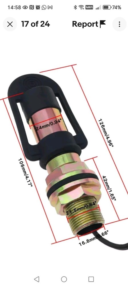 Din Orange Rotating Flashing Beacon Threaded Mounting Pole Spigot Stem Tractor