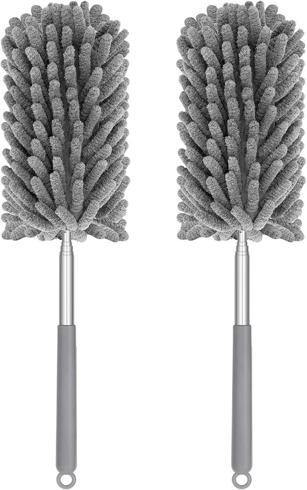 Compact 2-Pack Mini Dusters with Extendable Poles, Ideal for Home & Car Cleaning