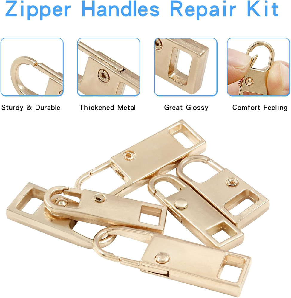 6 Pcs Zipper Pull Replacement, Detachable Zipper Pull Tabs Slider Metal Luggage