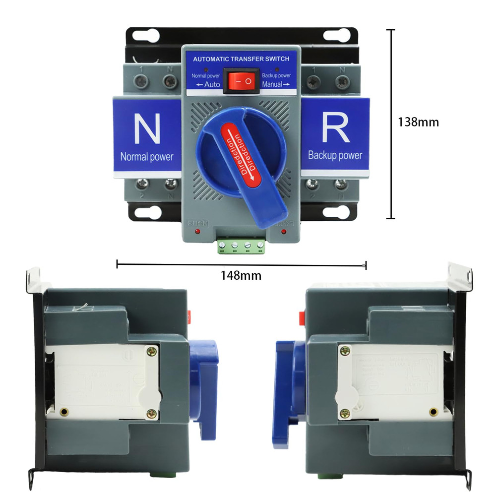 Dual Power Automatic Transfer Switch 110V 2P 63A Generator Changeover Switch Fo