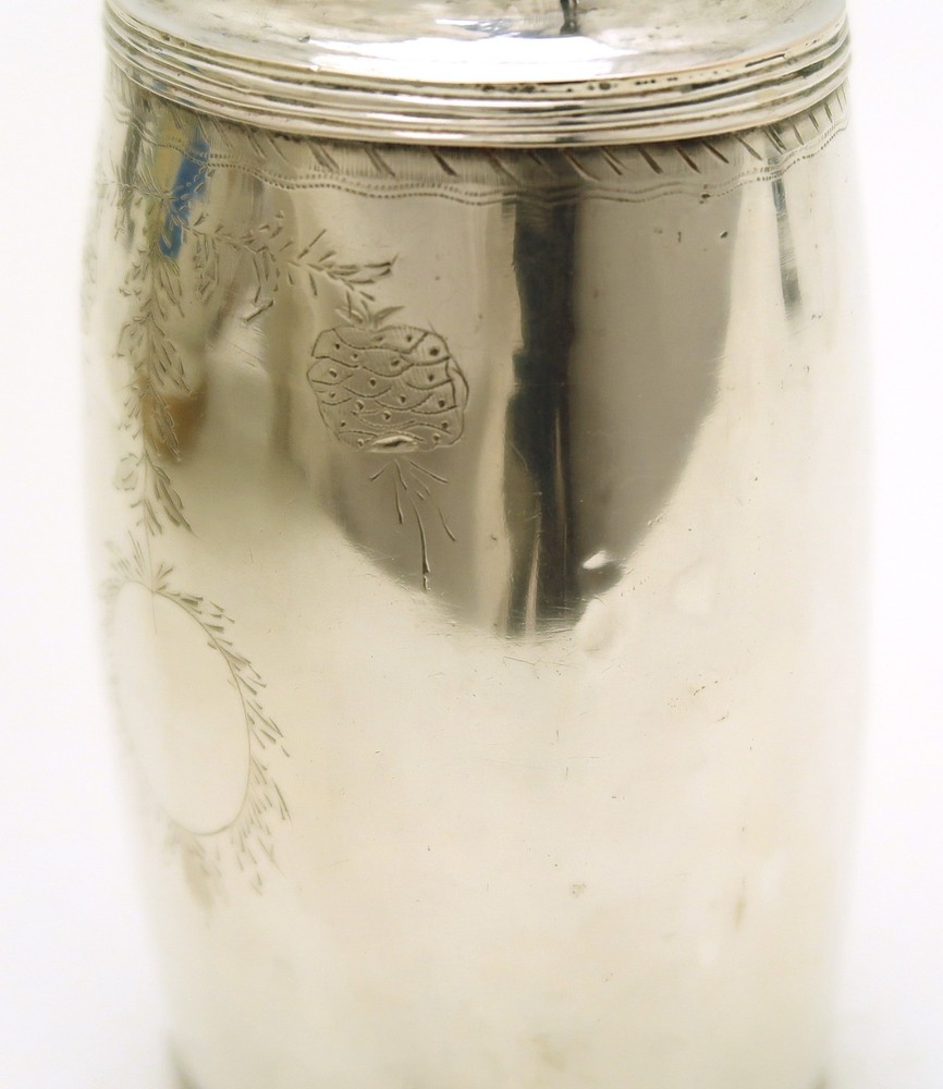 Norway Solid Silver Tea Caddy Engraved Pine cones Hallmarked AS c1790