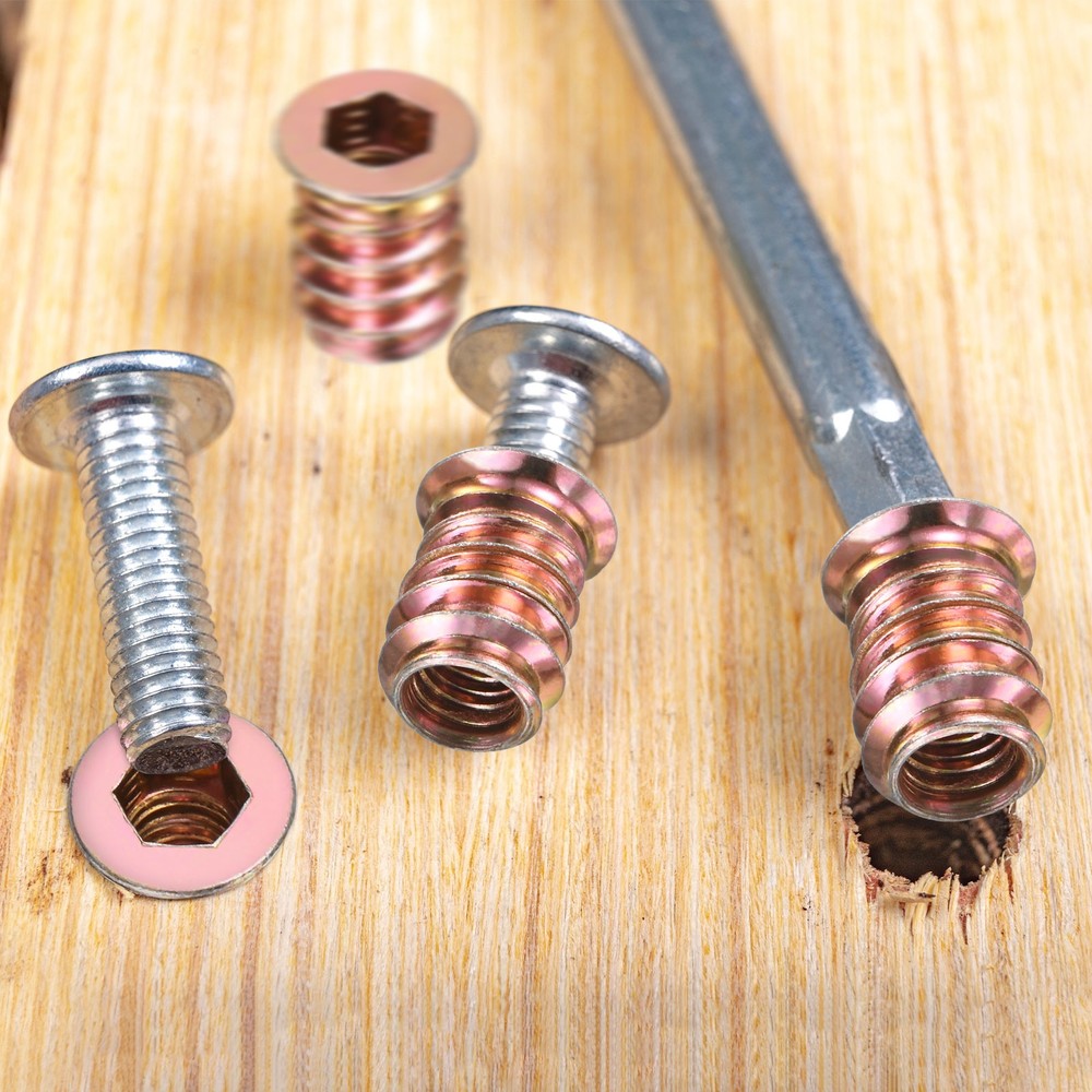 20-Pack Threaded Inserts for Wood, M6x8mm Threaded Insert Nuts [Gold Tone]