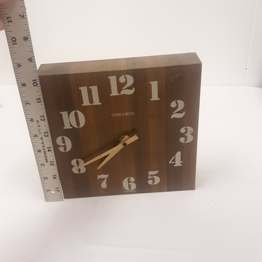 Verichron Square Wall Clock mcm mid century modern