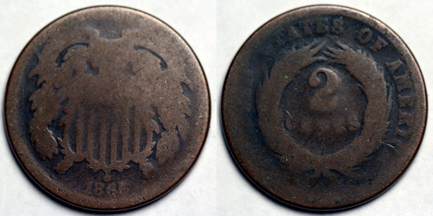 1865  Two Cent Piece