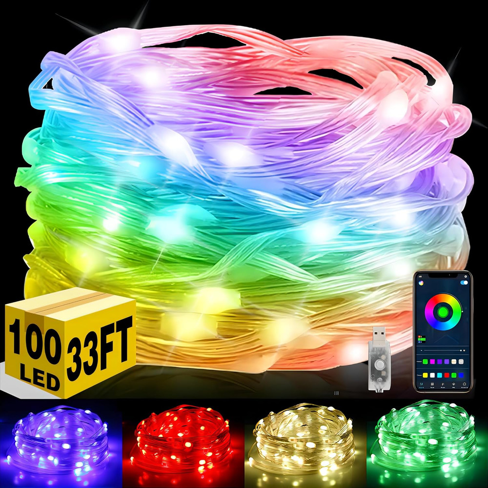 Smart 100LEDs Fairy RGB String Light USB 10M/33FT Waterproof String Light String