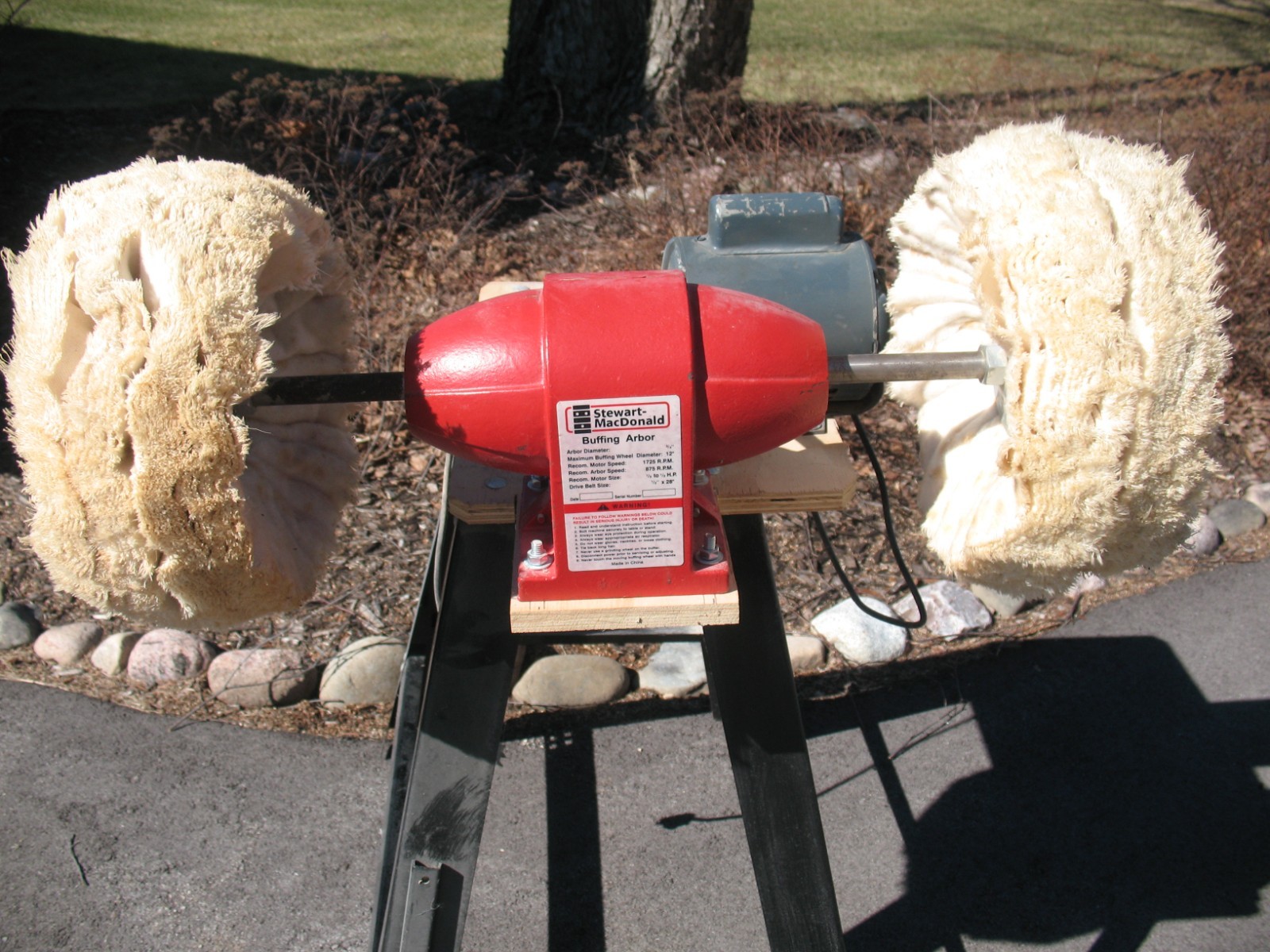 Stewmac Buffing Arbor and wheel assembly