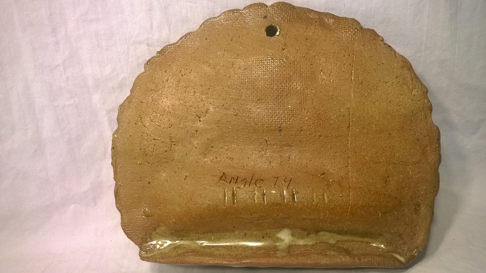 Ceramic Clay Handmade WALL POCKET signed & dated ANGLE 74 Studio Art Project
