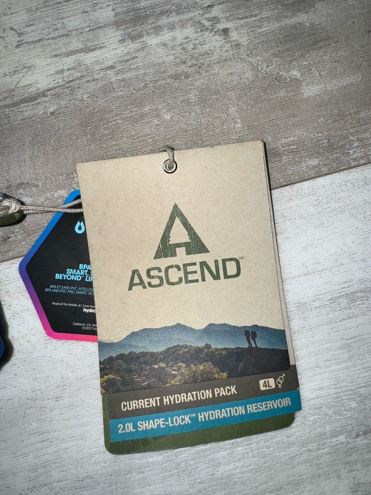 Ascend Hydration Pack Back 4L Pack Padded 2.0 Shape-Lock True Blue 2018 NWT