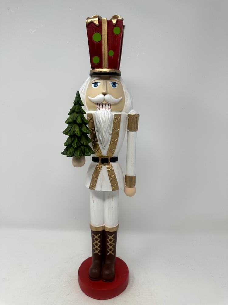 Red & White Christmas Nutcracker Soldier with Tree, NEW Sold Individually, 17.75