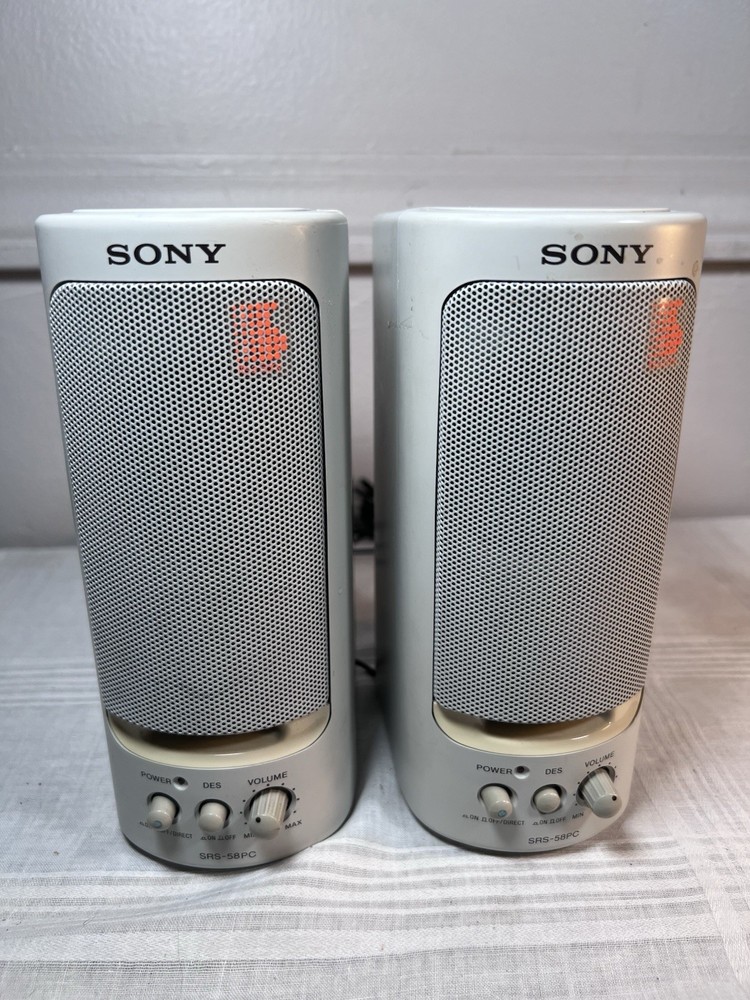 Sony White SRS-58 Active Speaker System Computer Speakers White UNTESTED AS IS