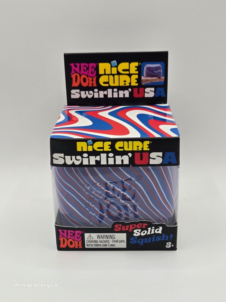 NeeDoh Nice Cube --Swirlin' USA-- Super Solid Squish Cube