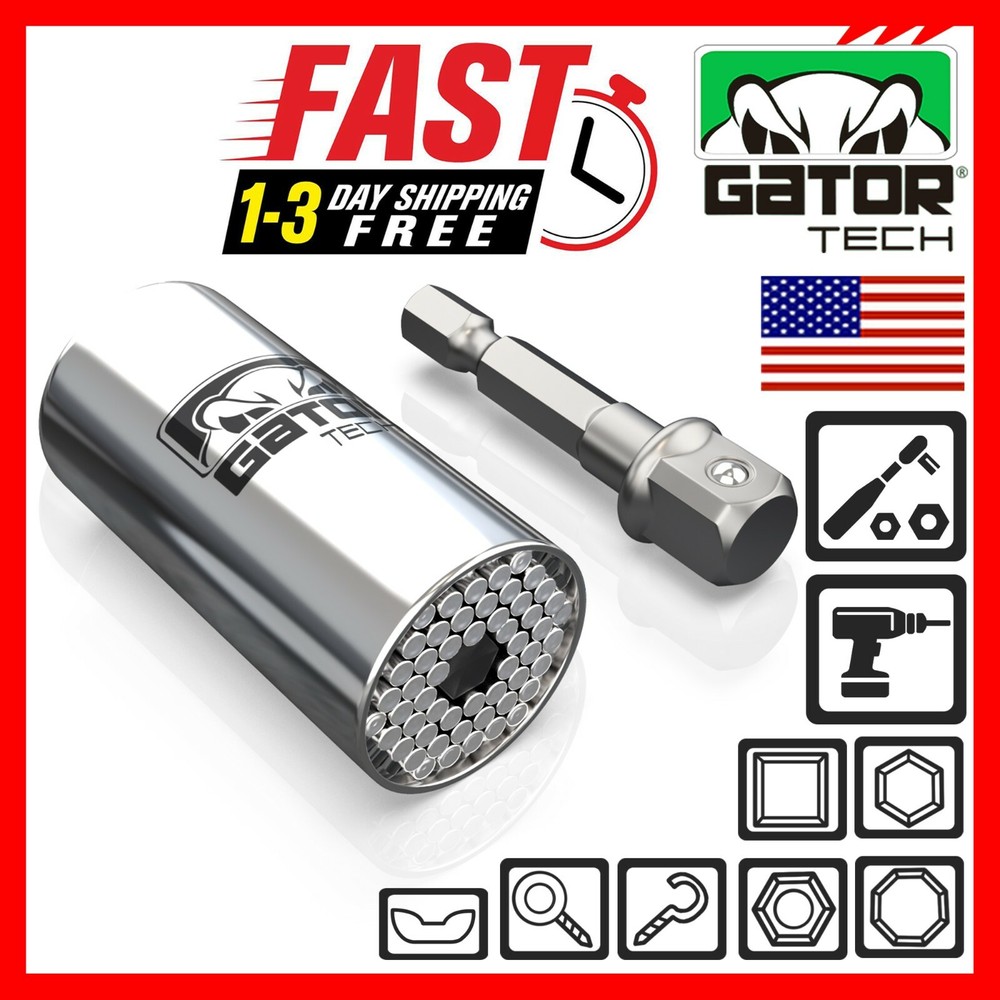 Universal Socket Wrench Magical Power Grip Gator Tech Multi Tool Drill Adapter