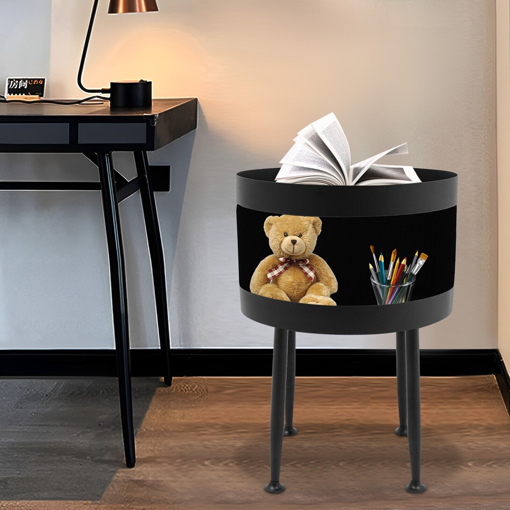 40x40x55cm Modern Side Table, Round Table with Open Storage, Bedside Table