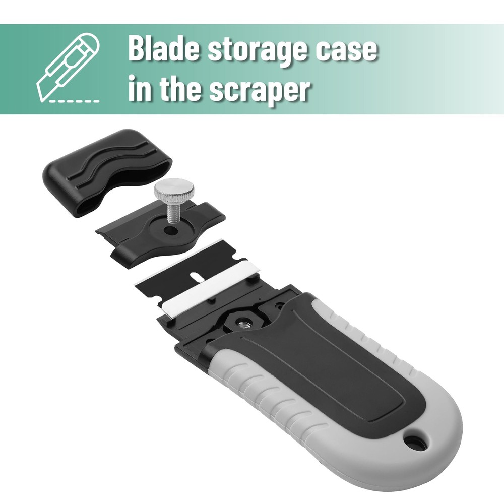 Bates- Razor Blade Scraper, Scraper Set with 10 pcs Extra Blades, Grey