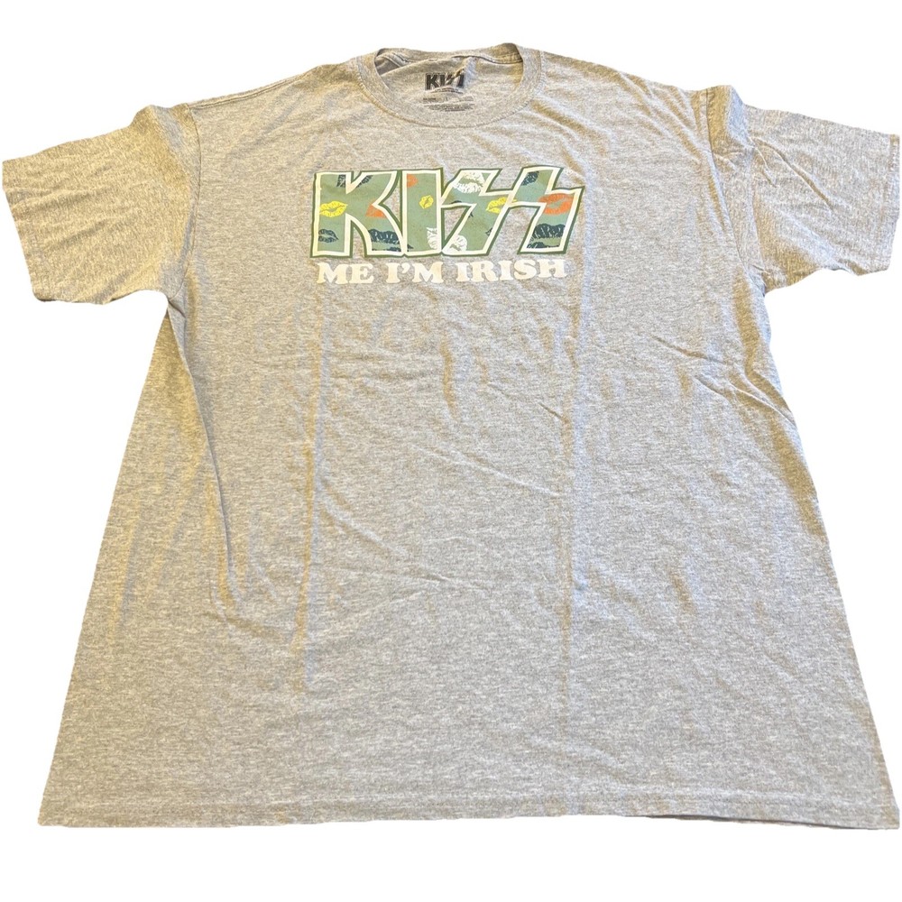 Gene Simmons Paul Stanley ‘Kiss Me I’m Irish’ Shirt Adult Large Shirt Gray New