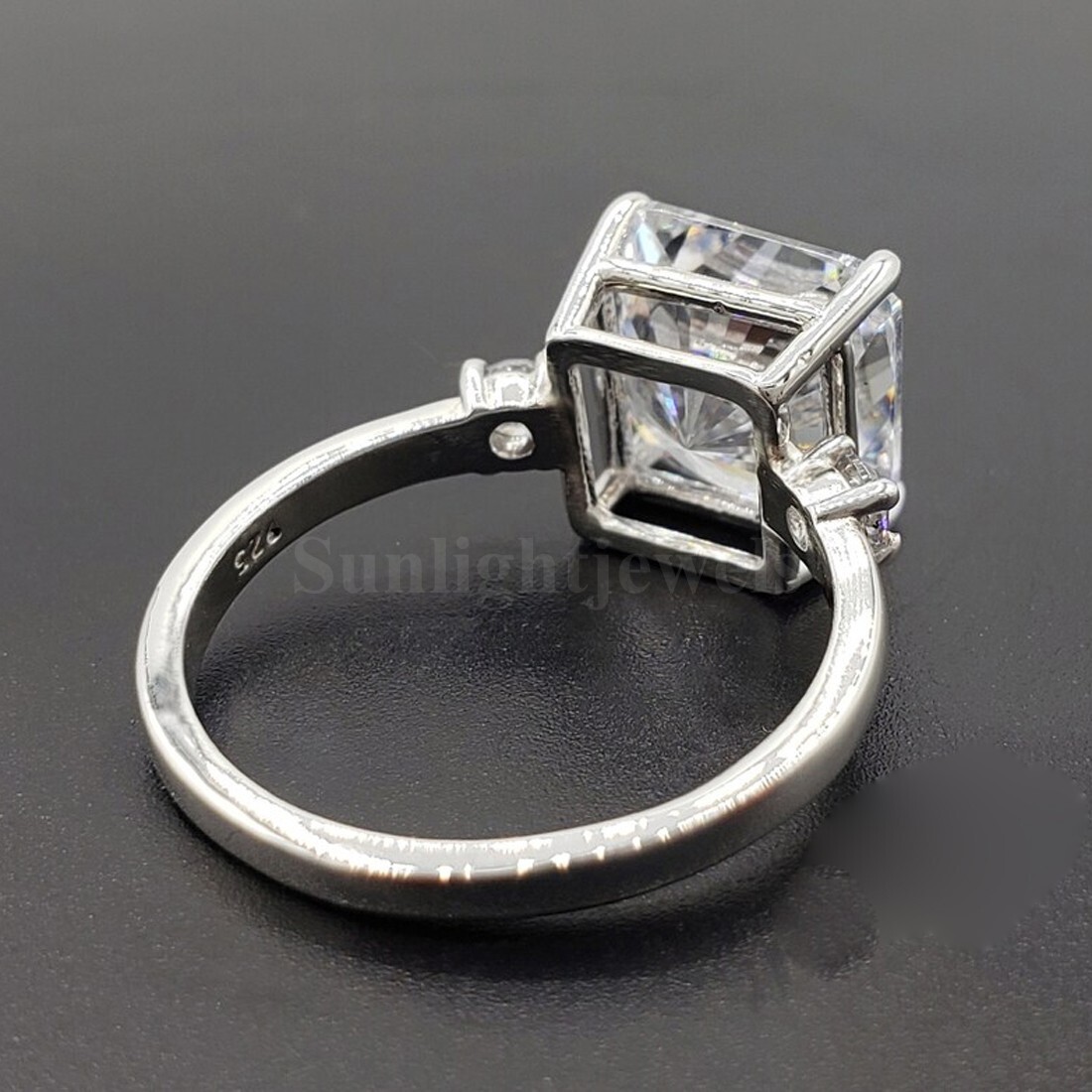 5 Ct Certified Radiant Cut Off White Treated Diamond 925 Silver Ring Great Shine
