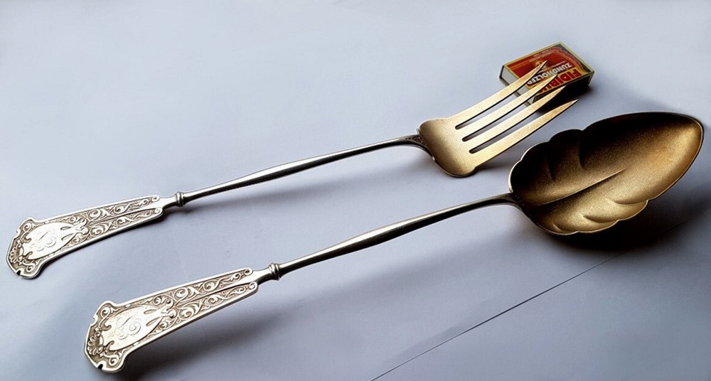 Rare!!! Set Spoon + Fork J.E. Galdwell & Co Silver K226