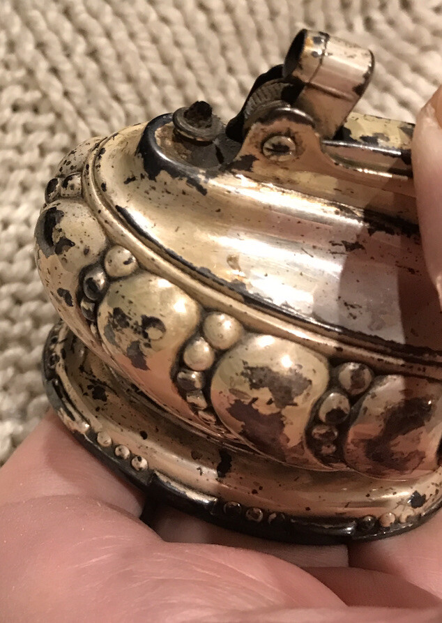 VINTAGE RONSON CROWN TABLE LIGHTER SILVER PLATED