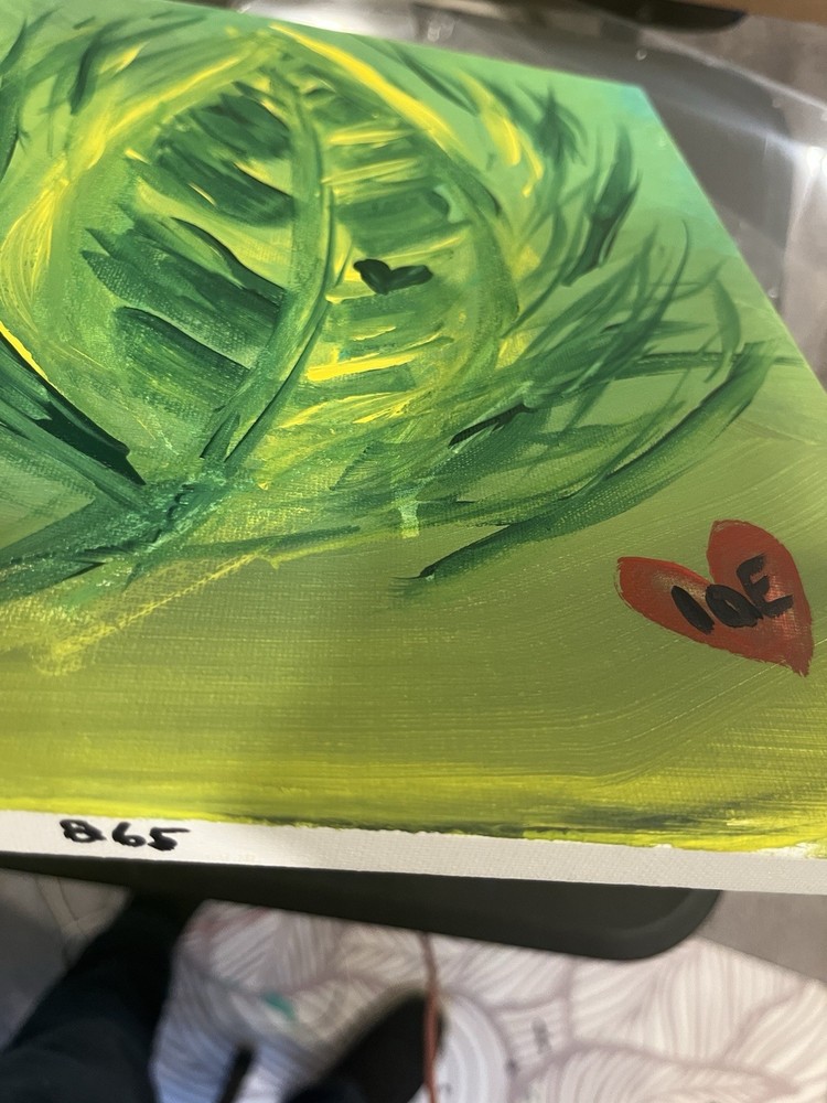 BLESSED#865 Leaf Leaves 11x14 Original Canvas Modern Expression Abstract