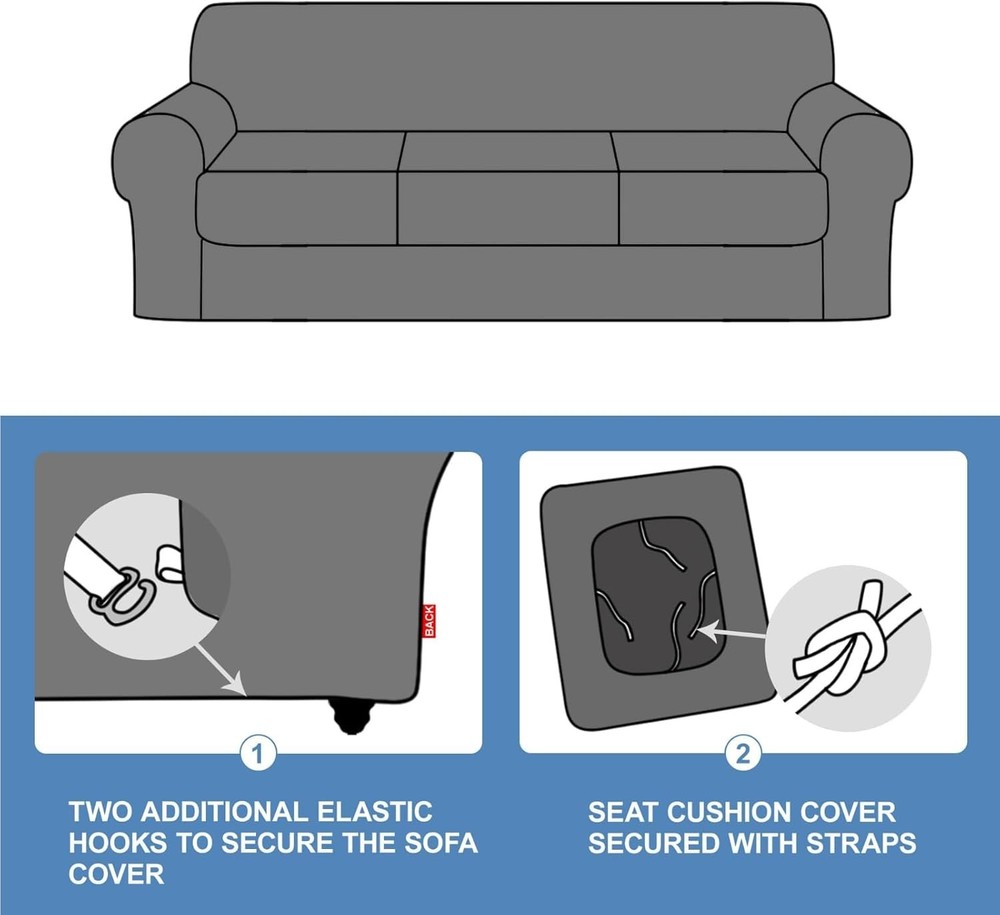 CUCRAF T Cushion Sofa Cover 4 Piece Slipcovers, Soft Thick Velvet * Ivory * NEW