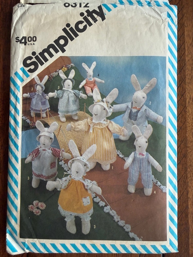 Vintage Simplicity Pattern 6312 for Easter Bunnies and Wardrobe Cut & Complete