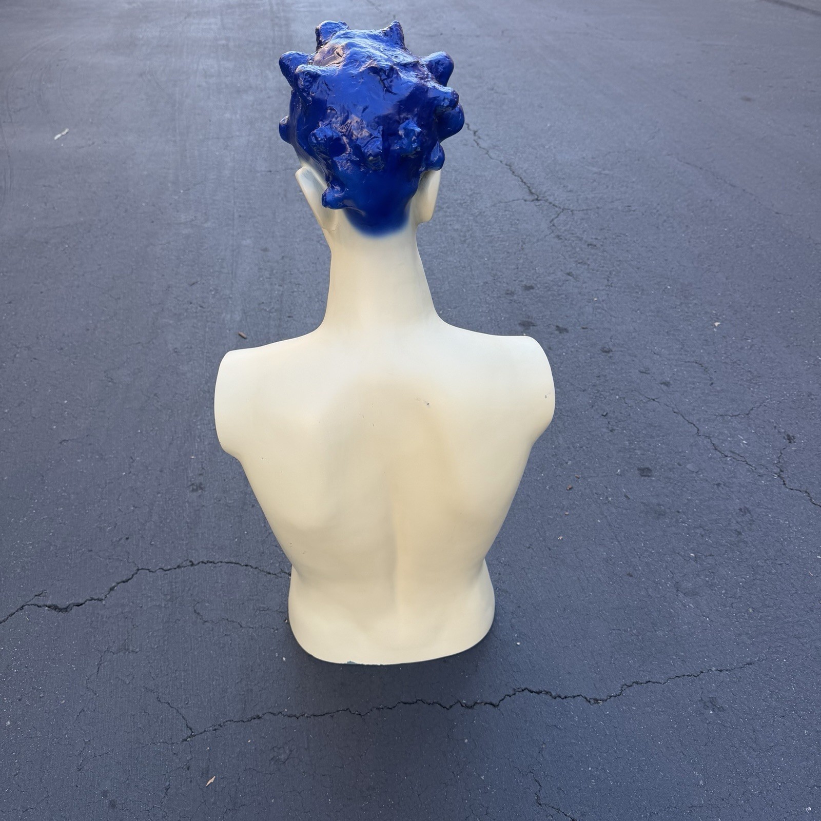 Lady Lulu Vintage Mannequin Torso Head Male Man Muscle Blue Spike Hair Smiling