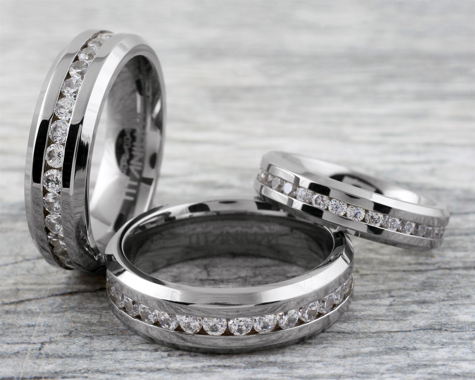 5/7mm Titanium 1.6 Carat Dazzling Eternity CZ Men's Wedding Band Ring Size 5-15