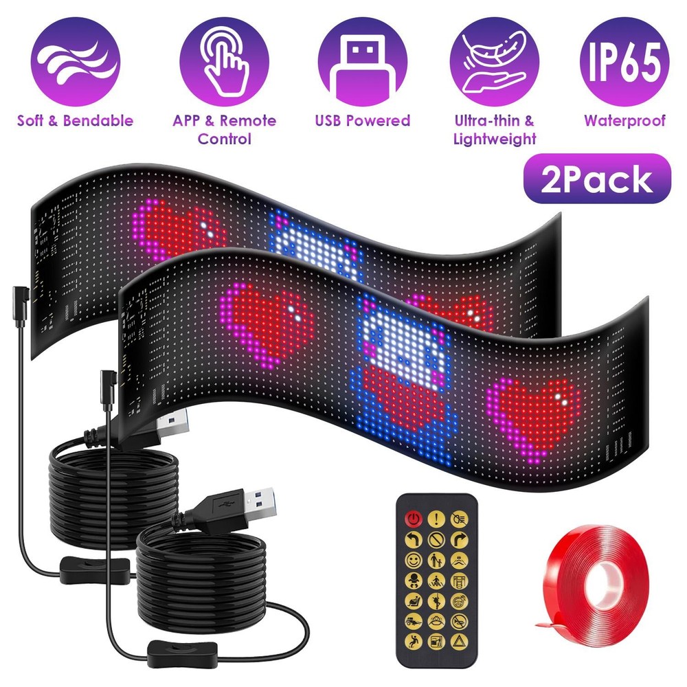 2Pack 20x64 Matrix Devil Eyes Lights f/ Car Ultra-thin Programmable LED