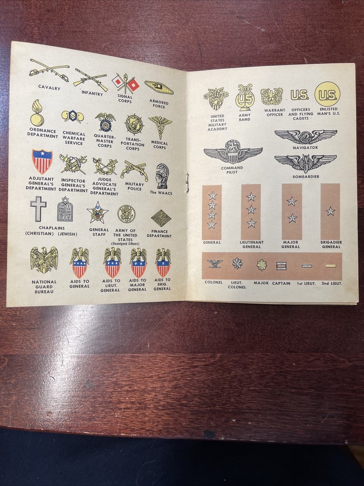 WWII 1943 A Pocket Reference Guide Army Navy Marine Corps Insignia Booklet
