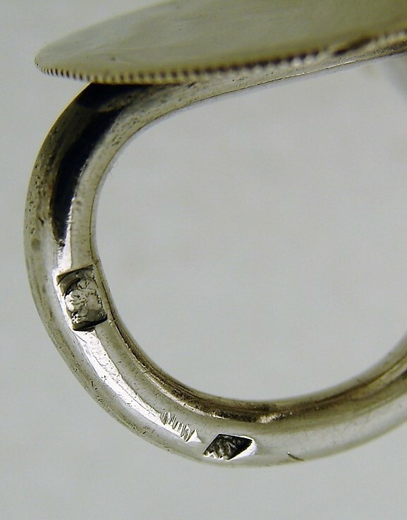 Hand Hammered French Solid Silver Brandy Wine Taster with Ring Handle Marked