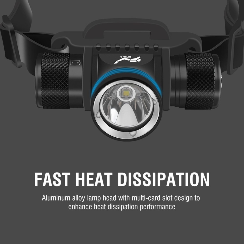 WINDFIRE Scuba Diving Light, Long Range Diving Flashlight Headlamp, 5 Modes D...